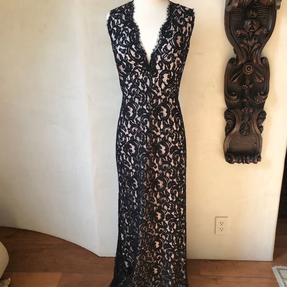 Tadashi Shoji Black Lace Full Length Dress